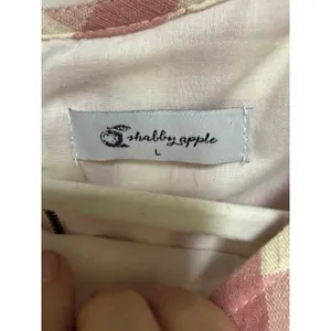 Shabby Apple Kai Womens Pink Gingham Cotton Linen‎ Fit & Flare Dress Large thumbnail 4