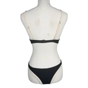 Boutique Black Cream Bikini Set Womens Small Underwire High Cut Thong Swimsuit thumbnail 13