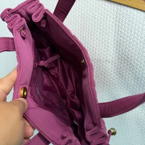 Vera Bradley Plum Purple Quilted Microfiber Handbag Satchel Tote Gold Hardware thumbnail 7