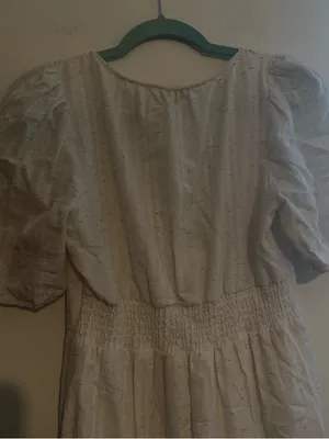 Betsey Johnson White Eyelet Midi Dress with Puff Sleeves thumbnail 3