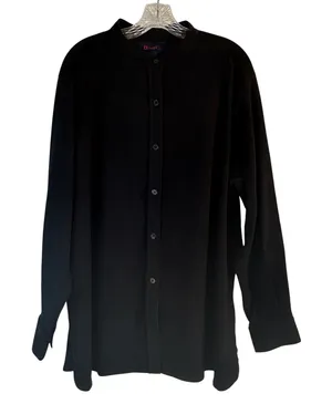 Denim &‎ Co Black Faux Suede Band Collar Button Down Shirt Shacketn1X thumbnail 1