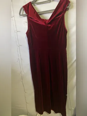 Sleeveless Velvet Midi Dress in Deep Wine - Elegant Evening Wear thumbnail 6