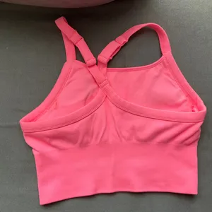 Alo Yoga Seamless Ribbed Favorite Bra Tank Neon Bubblegum M thumbnail 5