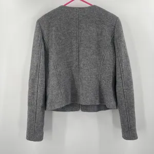 ANN TAYLOR Blazer Size Medium Wool Blend Gray Business Casual Office Work Career thumbnail 2