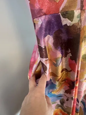 Aidan Mattox Adrianna Pappel Metallic Floral Jacquard Gown Pockets NWT US 6 Flaw thumbnail 10