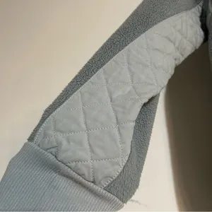 Abercrombie & Fitch Snap Up Quilted Fleece Pullover Sweatshirt Grey Casual thumbnail 2