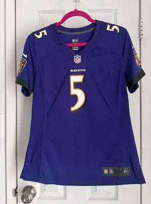 Nike Baltimore Ravens Joe Flacco #5 Women’s On Field Jersey Purple M thumbnail 1