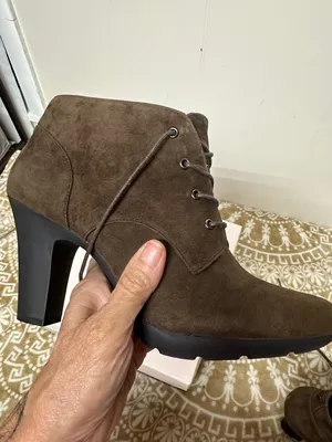 Bandolino Olive Brown Suede Lace-Up Heeled Ankle Boots thumbnail 11