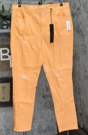 DG2 Womens Distressed Straight Leg Jeans Peach Orange 16W Tall thumbnail 1