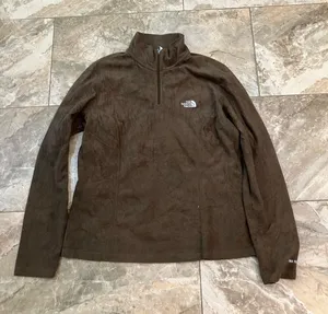 The North Face TKA 100 Quarter Zip Fleece Pullover Brown Womens L thumbnail 1