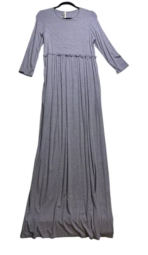 Bellamie Maxi Dress Women Small Gray Long Sleeve Ruffle Waist Casual Pockets thumbnail 1