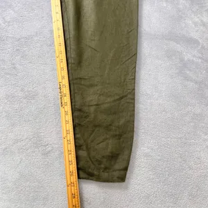 IXIMO Women's Medium Green 100% Linen Tapered Drawstring Pants Lagenlook Coastal thumbnail 10