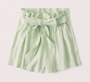 ✨ Abercrombie & Fitch Linen Blend Tie‎ Waist Shorts Size S Mint 🌿 thumbnail 1