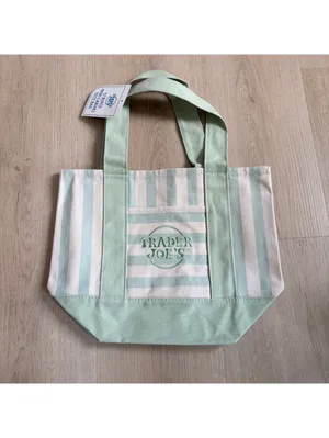 Trader Joe's NWT Newly Released Summer 2026 Green Striped Mini Tote Bag thumbnail 4
