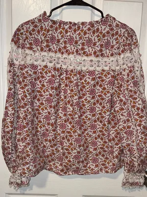 Rahi Blouse Womens Small Pearl ButtonsBoho Floral Lace-Trim Blouse thumbnail 7