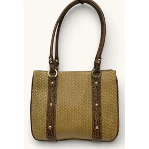 Brahmin Addie Tisbury Tote Bag Brown Croc Embossed Leather Large Shoulder Purse thumbnail 2