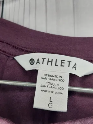 Athleta Long Sleeve Crewneck Relaxed Cropped Boxy Loungewear Top Plumberry thumbnail 3