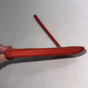 Vintage Y2K Kate Spade Logo‎ Leather Red Orange Zip Small Wristlet Wallet thumbnail 11