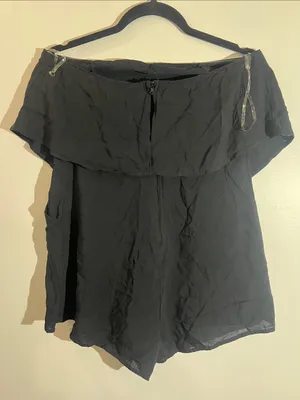 UK2LA Black Draped Off-Shoulder Romper thumbnail 1