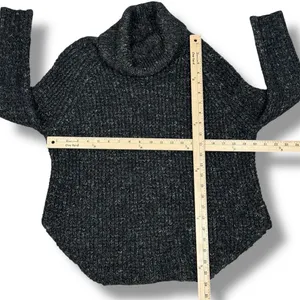 Free People Dylan Tweedy Cowl Neck‎ Wool Blend Sweater Black XS Boho Grunge thumbnail 12