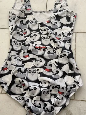 Blackmilk Panda Pattern Bodysuit - Black and White thumbnail 1