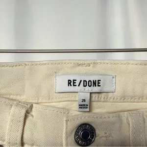 RE/DONE 70s High Rise Stove Pipe‎ Jean in Vintage White Size 25 thumbnail 5