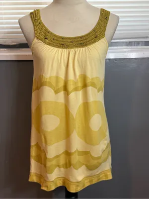 Language Language Y2K Retro Mod Floral Tank Top Medium Crochet Neck thumbnail 3