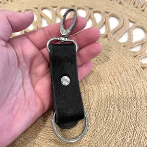 FreeBird by Steven Keychain Leather Calfhair Key Holder Black thumbnail 4