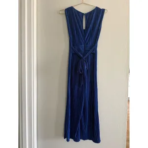 Maeve Anthropologie Blue Pleated‎ Wide Leg Jumpsuit Cropped 2 boho whimsi resort thumbnail 6