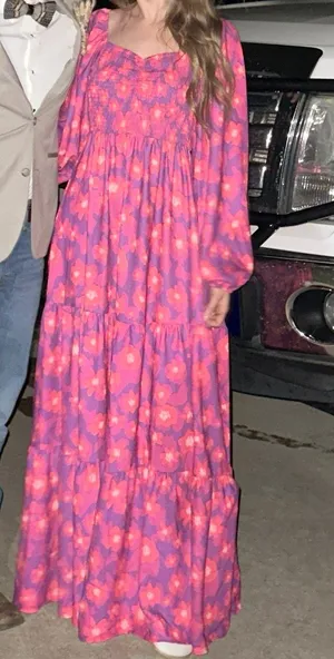 Long Flowery Dress Pink thumbnail 1