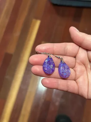 Purple handmade resin earrings thumbnail 4