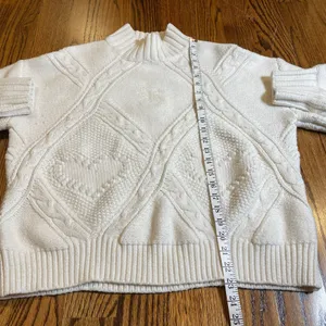 Aelfric Eden Heart Choice Cable Knit Mock Neck Sweater White Size S thumbnail 3