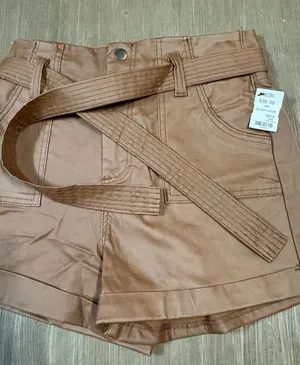 AKIRA Brown Faux-Leather Belted High-Rise Skort thumbnail 1