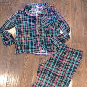 JOYSPUN soft plaid fleece style pajamas set size large with pockets thumbnail 1
