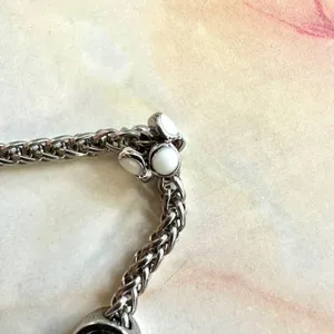 Silver tone bird flower peace owl charm bracelet thumbnail 10