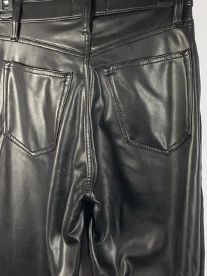 Abercrombie Jeans Womens 25R Black 90s Straight Ultra High Rise Faux Leather thumbnail 14
