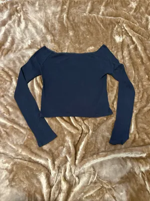 John Galt Pacsun women’s navy boat neck crop top thumbnail 2