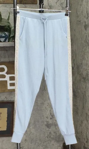 Floral Nikrooz Womens Crochet Trim Fuzzy Pajama Sleep Pants Light Blue XS thumbnail 1