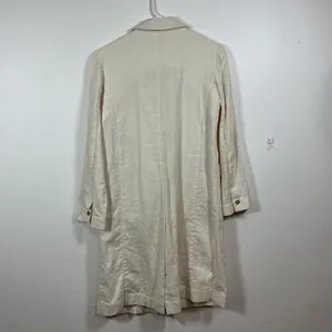 PRIMA Cream Double Breasted Long‎ Sleeve Midi Trench Coat Blazer XS Linen thumbnail 5