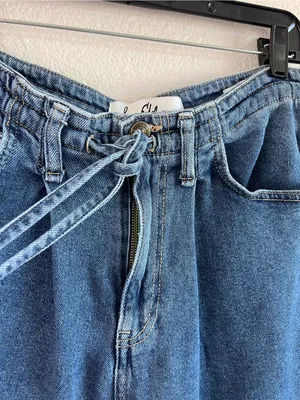 Sam Edelman Women's High Waist Wide Leg Drawstring Denim Pants Relaxed thumbnail 2