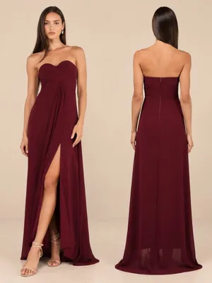 LULUS Elegant Prom Wedding Bridesmaid Sexy Flowy Romantic Strapless Maxi Dress thumbnail 2