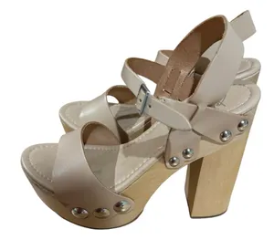 Jeffrey Campbell Platform High Heel Sandals Leather Beige Size 38 Italian thumbnail 1