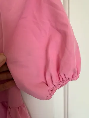 Cute Babydoll Cottagecore Pink Summer Dress Puff Sleeve Mini thumbnail 3