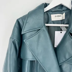 4th & Reckless PU double‎ breasted Victoria jacket in teal XL thumbnail 5