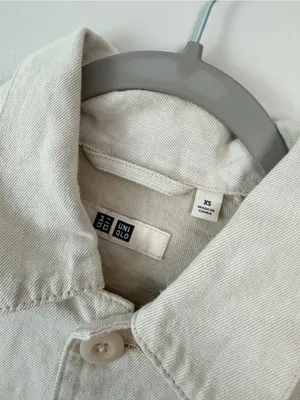 UNIQLO Utility Denim Jacket Chore Off White XS Unisex Cotton Linen thumbnail 3