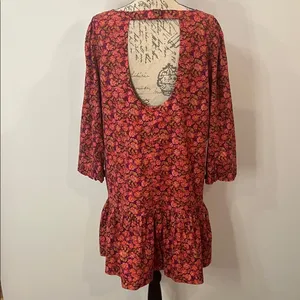 NWT Free People ‘The Avenue’ floral stretch cotton scoop back mini dress XL thumbnail 3