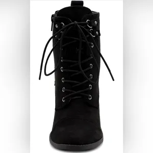 Ollio Women's Shoe Faux Suede Lace Up High Heel Ankle Boots Sz 9 Retail $48.99 thumbnail 5
