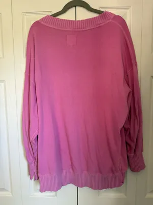 Aerie Pink Sweater V-Neck Oversized thumbnail 3