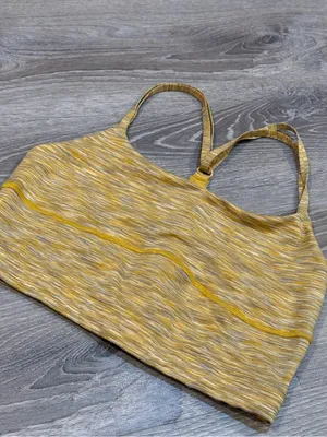 Outdoor Voices Yellow Sunset Flow Crop Top/Long Line Sports Bra Size Large thumbnail 2