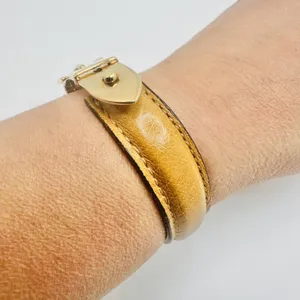 Gucci Brown Gold Belt Motif Leather Fashion Bracelet Jewelry Italian Designer thumbnail 10